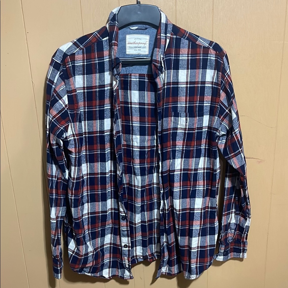 Vintage weatherproof Men’s Flannel- Blue and Red